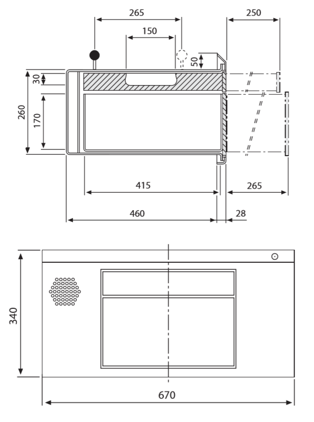 Dimensions modèle 52 Guichet de façade WURSTER modèle 52